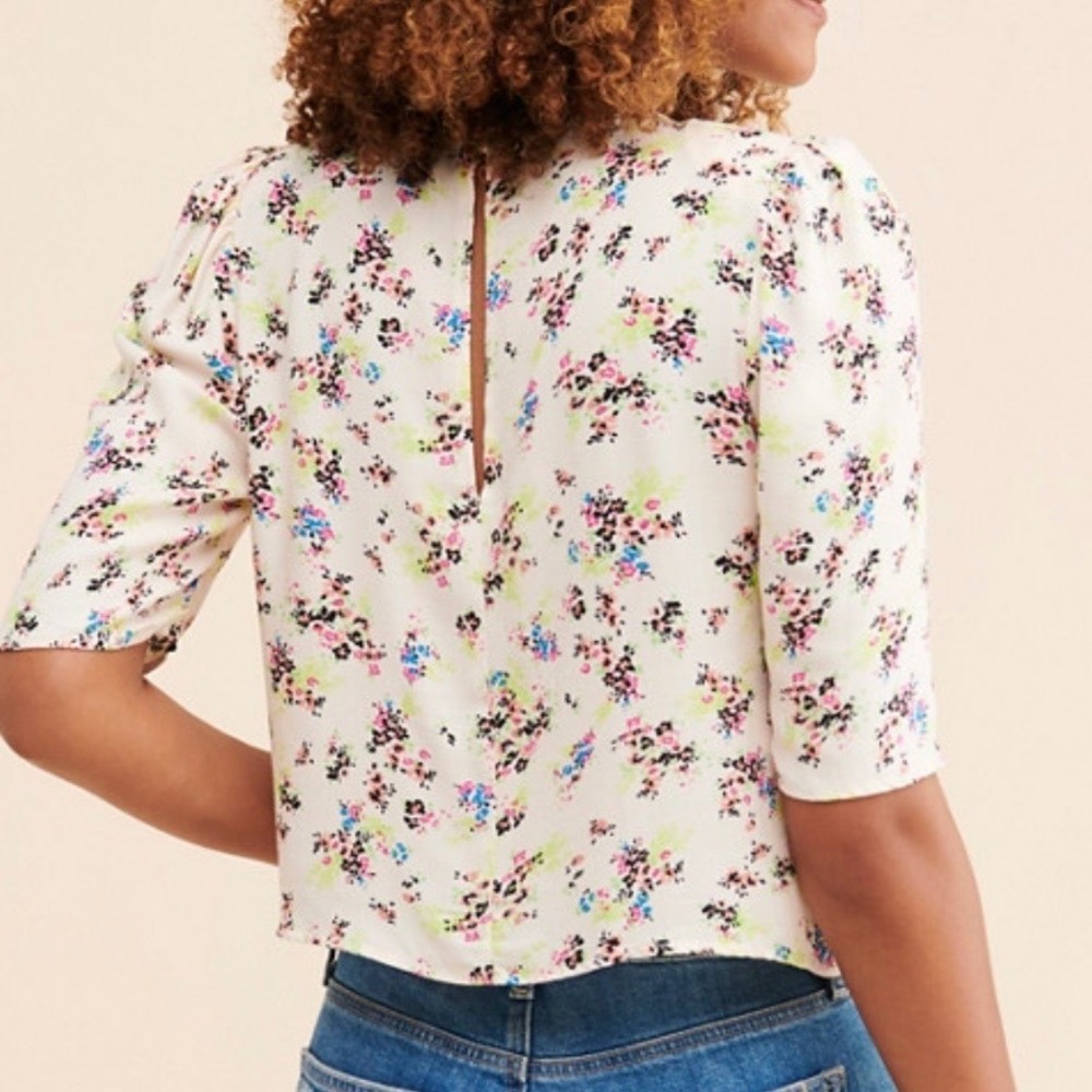 Revolve AFRM Floral Blouse Soft Girl Cali Summer Mina Rayon Crop Top Small - Picture 2 of 10